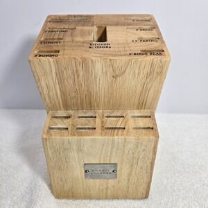 Emeril Lagasse 17 Slot Footed Knife Block Wooden Chef Kitchen Butchers Block